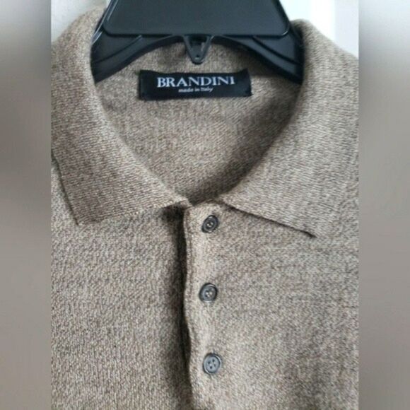 Brandini L Mens Sweater Merino Wool Green Made In Italy Long Sleeve Pullover - Picture 7 of 13